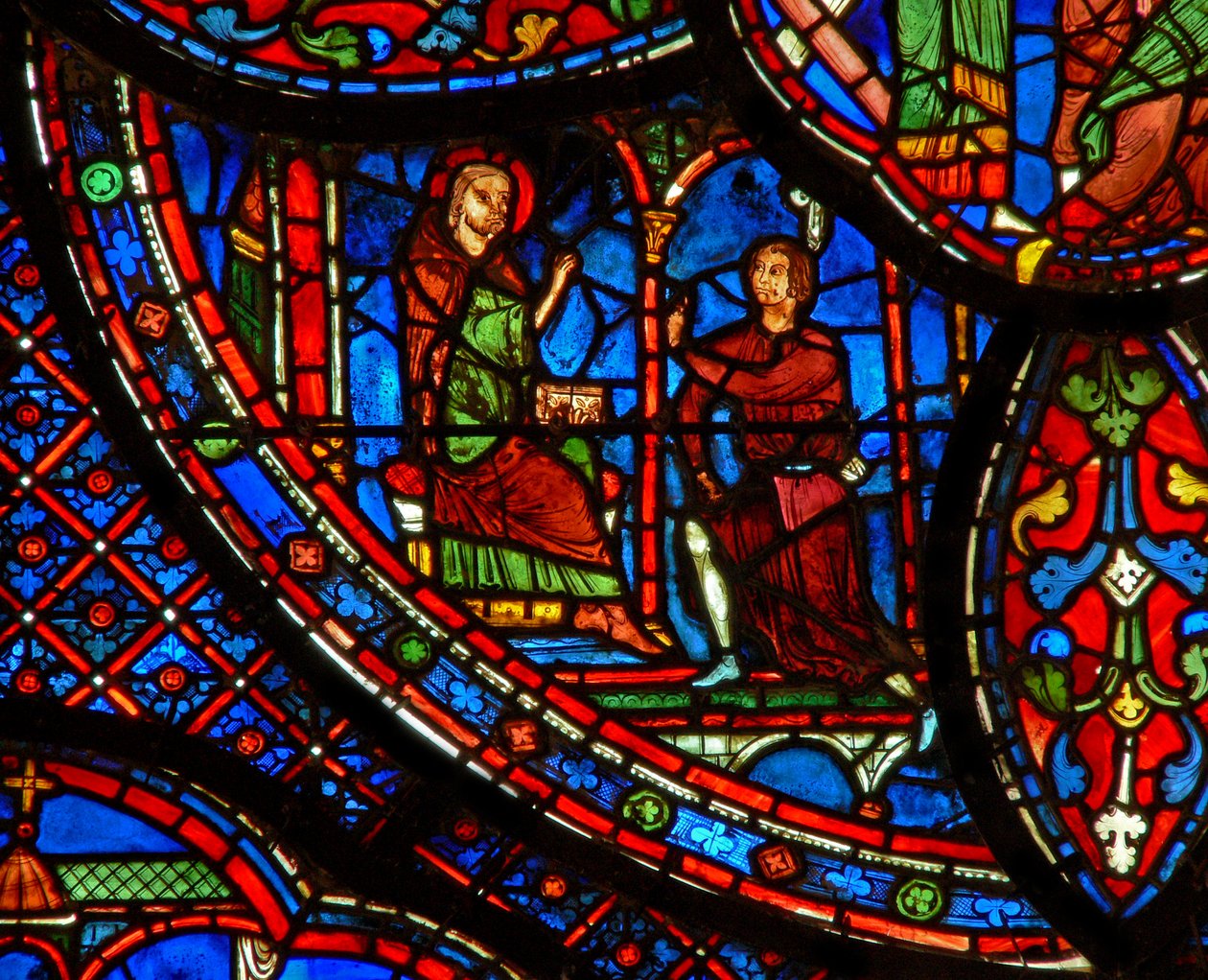 Sankt Antonius: taler med en mand (w30b) af French School