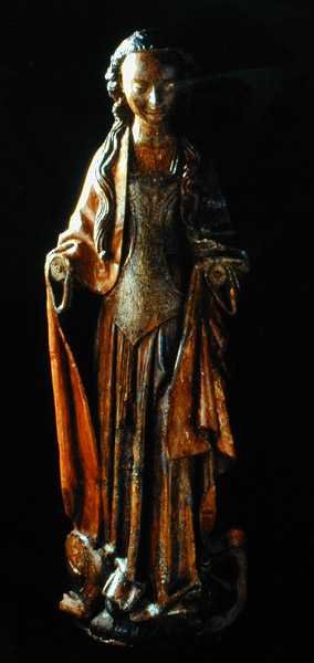St. Catherine (polykromt træ) af French School