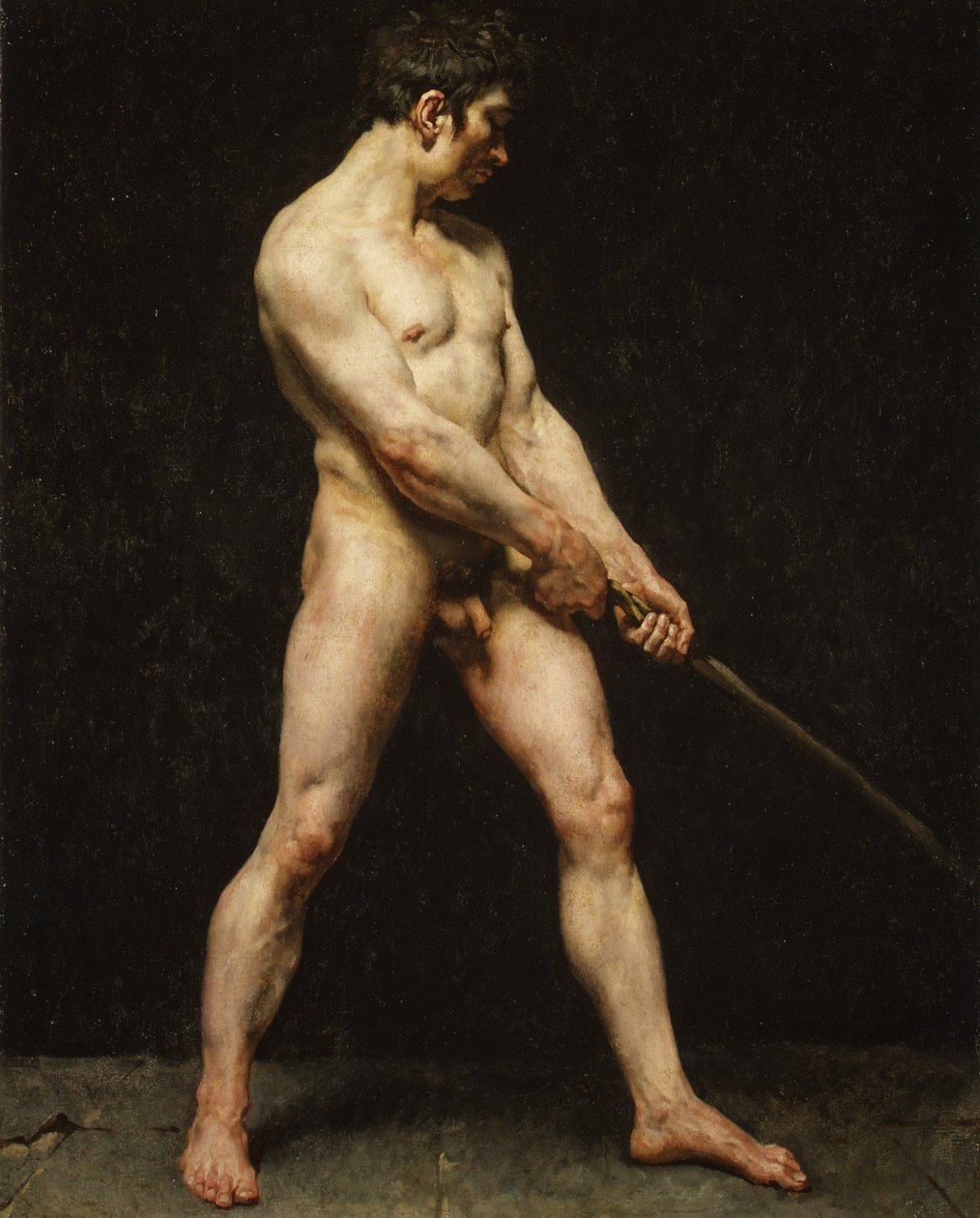 Studie af en nøgen mand, ca. 1810-20 af French School
