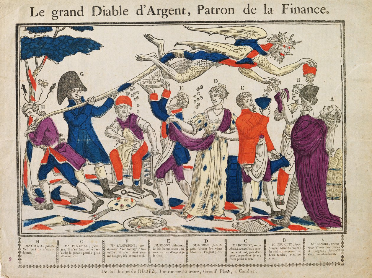 The Great Money Devil (farvet indgravering) af French School