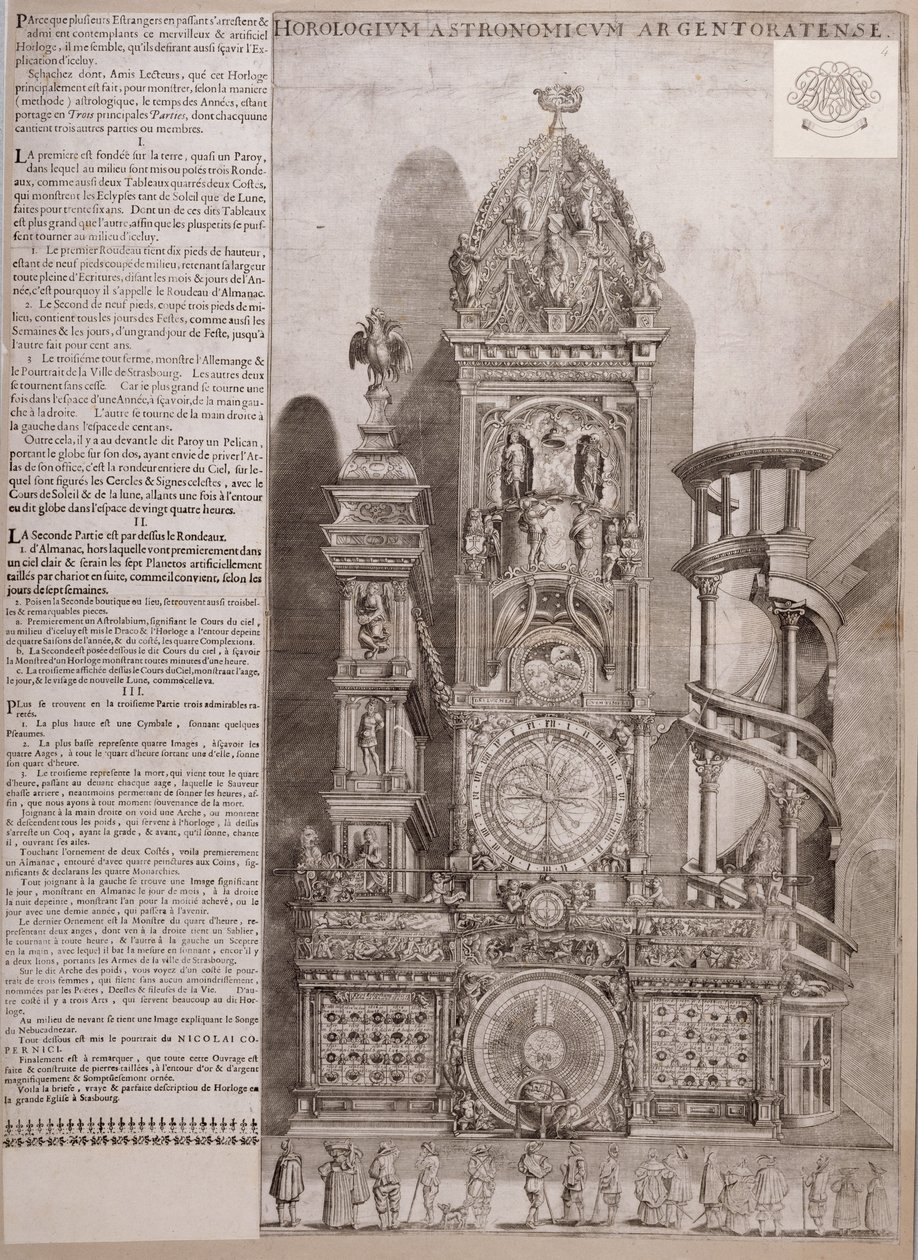 Strasbourgs katedralur (gravering på papir) af French School