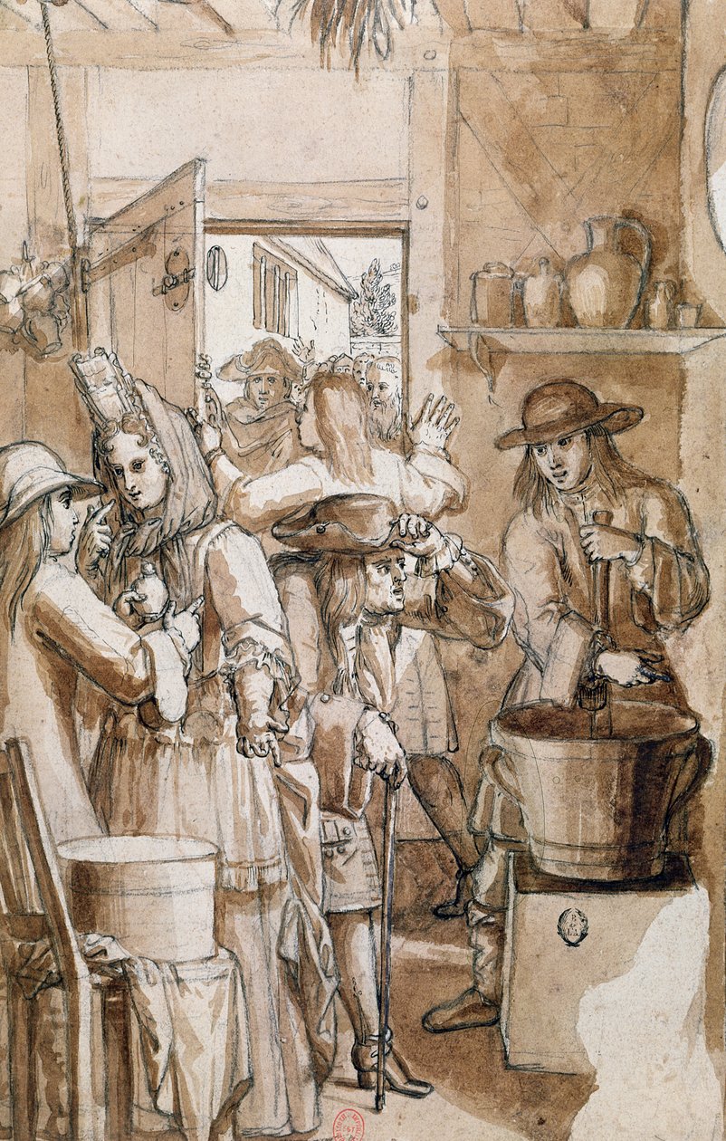 The Theriac Seller (wc på papir) af French School