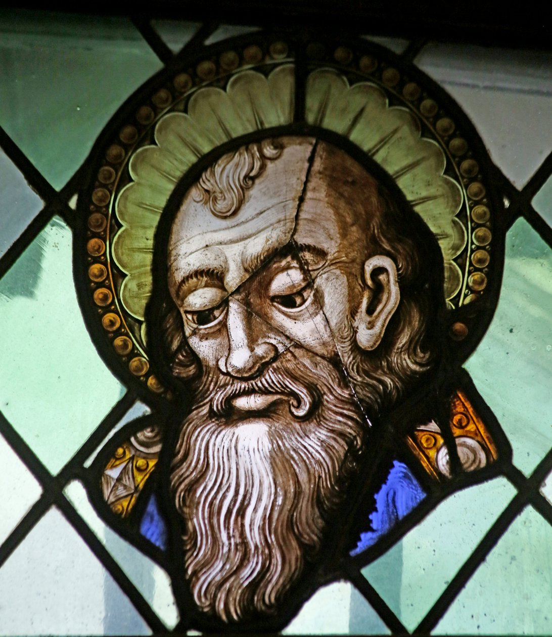Hovedet af St. Paul (farvet glas) af French School