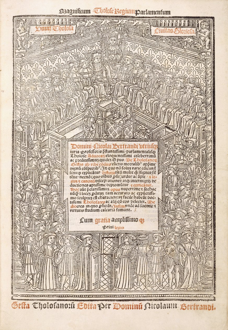Title-page showing the Parliament of Toulouse, 1515dani af French School