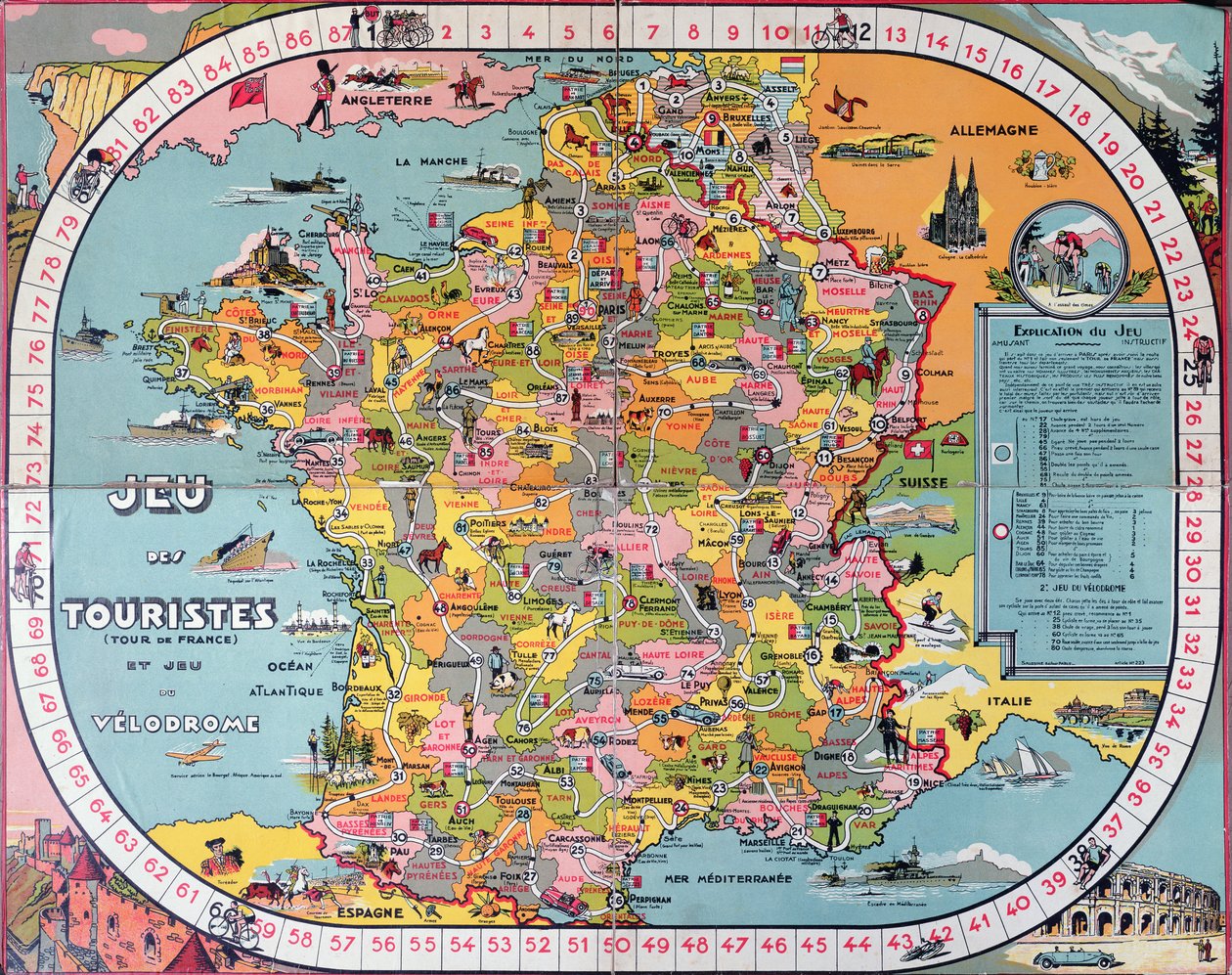 Tour de France spil, ca. 1930 af French School