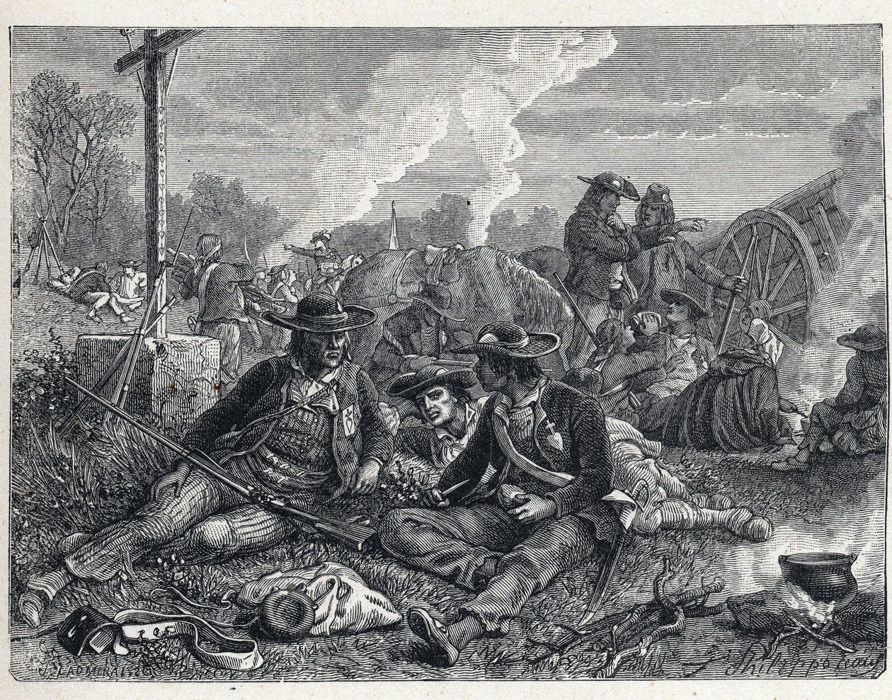 Vendee Wars (1793-1796): lejring af vendean-oprør. af French School