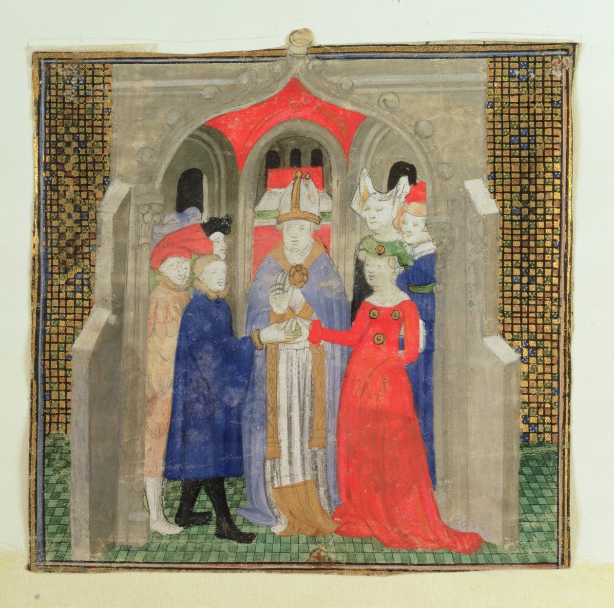 Bryllup (wc på vellum) af French School