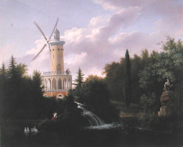 Vindmølle ved Folie-Beaujon i Paris, ca. 1830 af French School