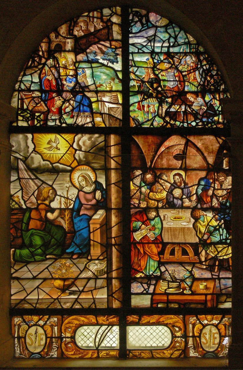 Vindue Charnier-12, der viser Melchisedek, Bebudelse, Sidste Nadver af French School