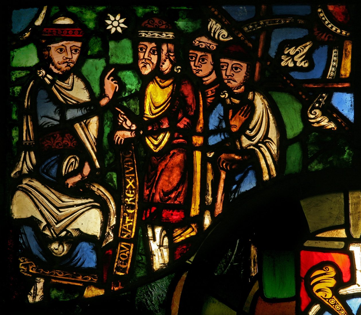Window Treasury-A, der viser magierne med Herodes af French School