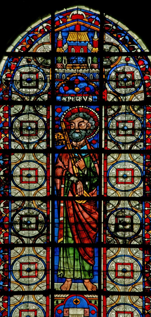 Vindue w109 forestillende Sankt Peter af French School