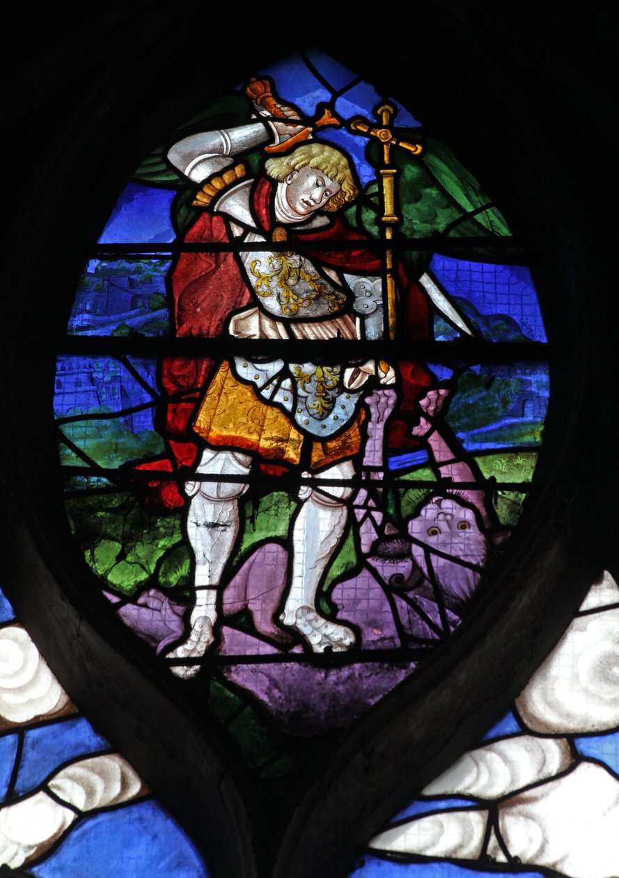 Vindue w10 forestillende St Michael af French School