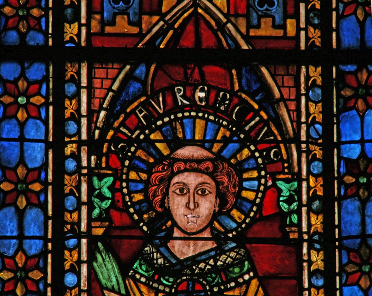 Vindue w201 forestillende St. Lawrence af French School