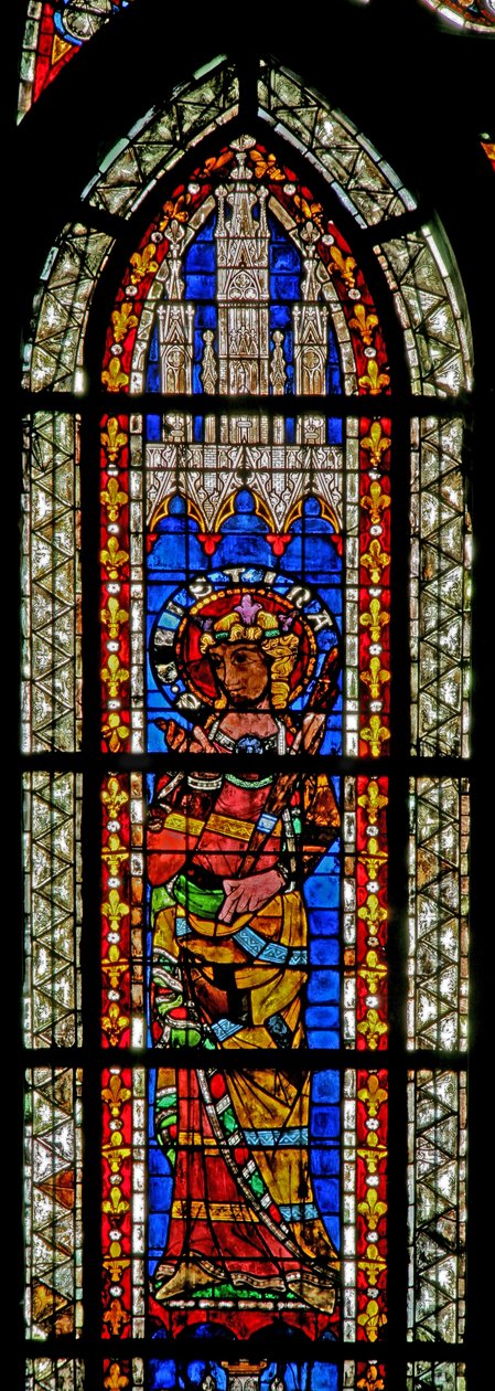 Vindue w208 forestillende St. Christine af French School