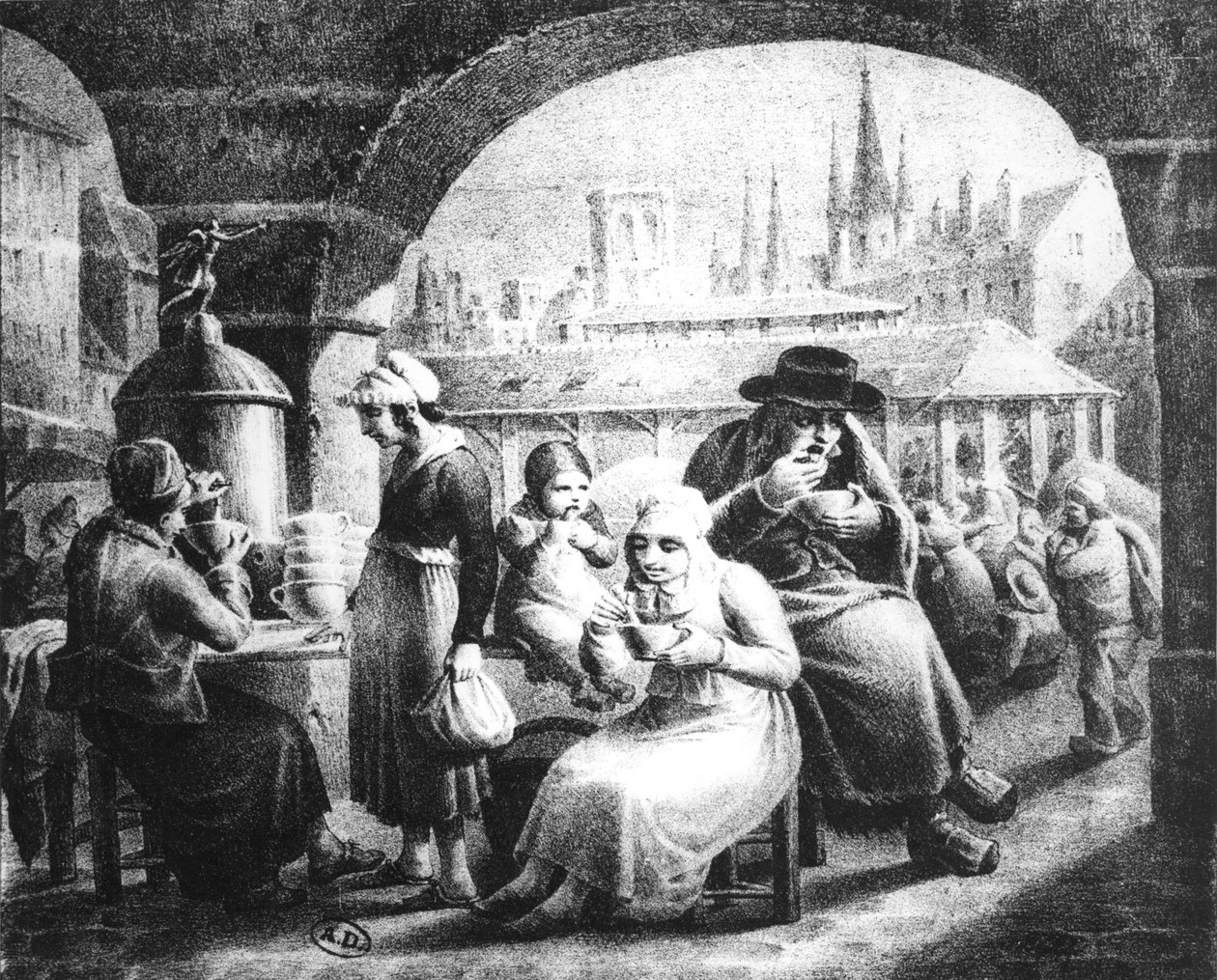 Kvinde sælger kaffe, ca. 1820 af French School
