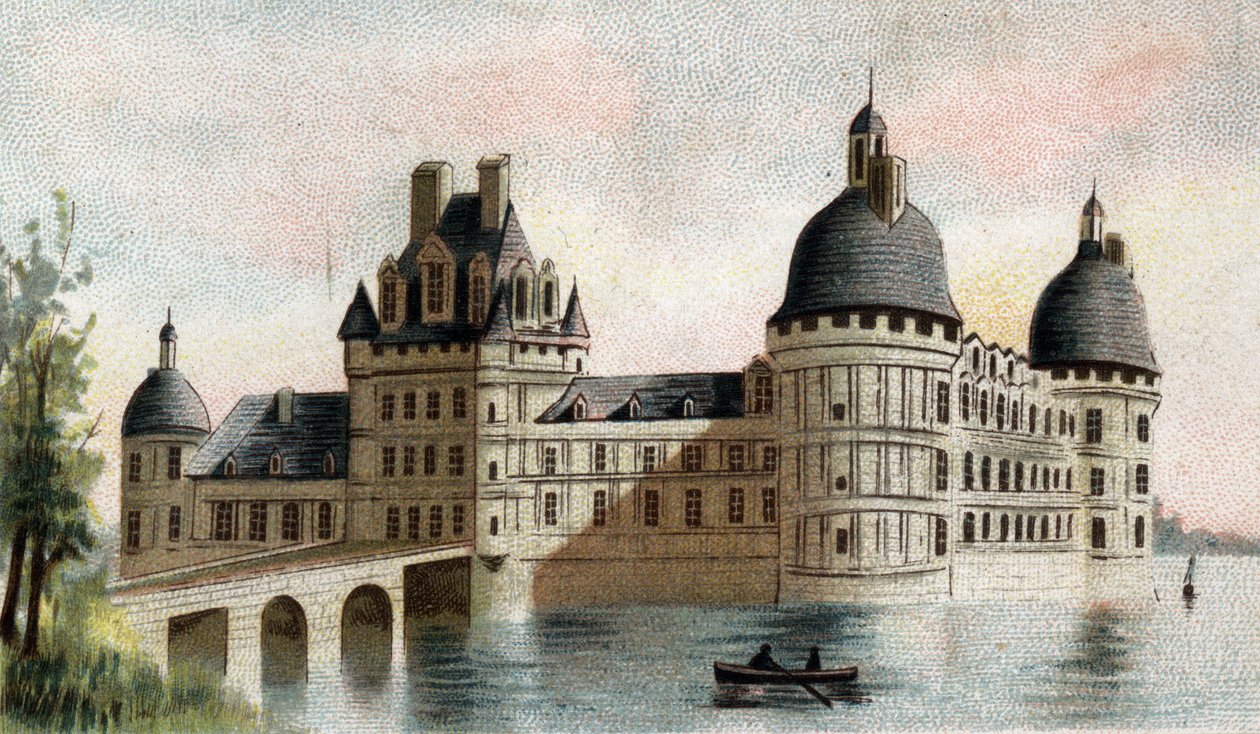 udsigt over slottet Valencay (Indre). af French School