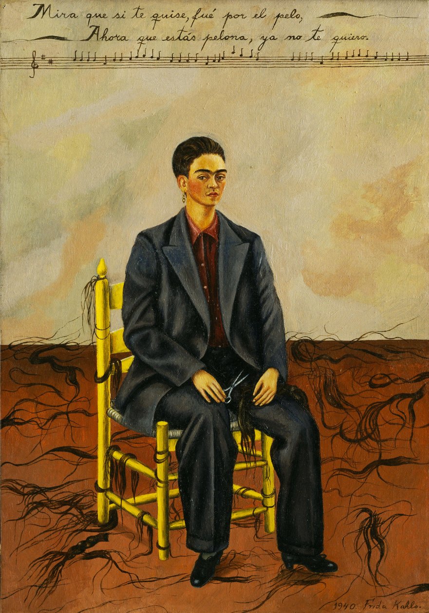 Selvportræt med afklippet hår af Frida Kahlo