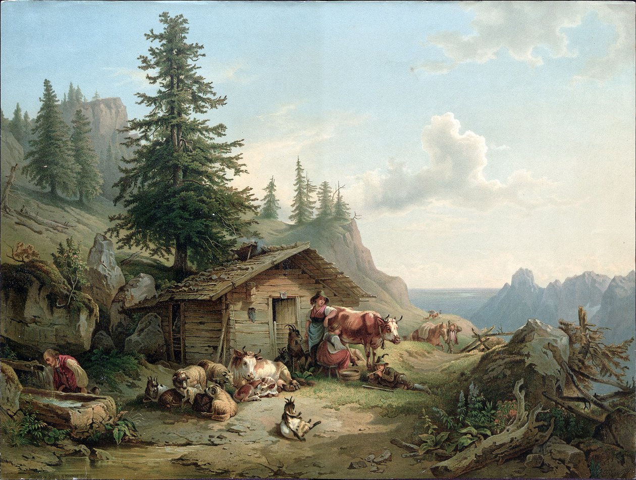 Alpehytte på Schafberg af Friedrich Gauermann
