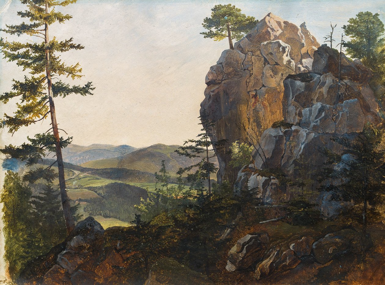 Landskab med Balber -stenene nær Miesenbach af Friedrich Gauermann
