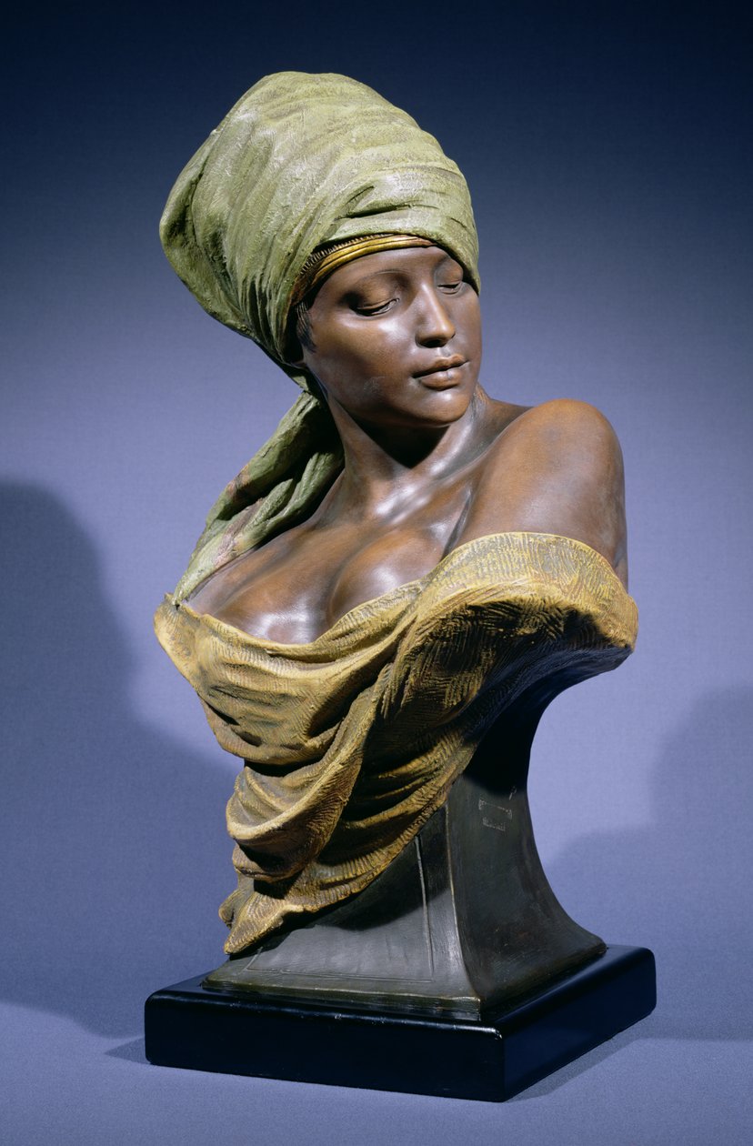Nubian Girl (håndmalet terracotta) af Friedrich Goldscheider