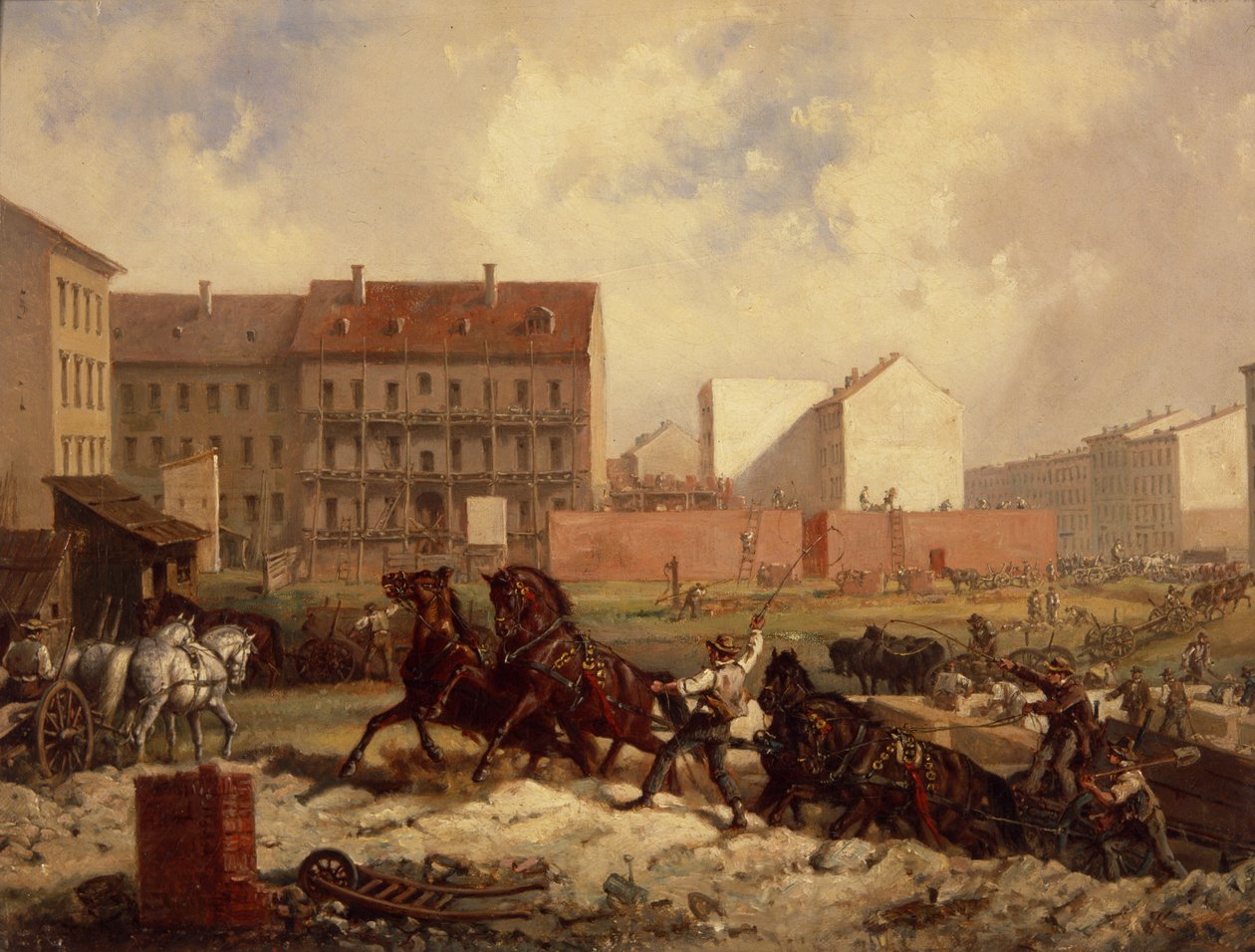 Promotorismeperiode: Opførelse af Grenadierstrasse, Berlin, ca. 1875 af Friedrich Kaiser