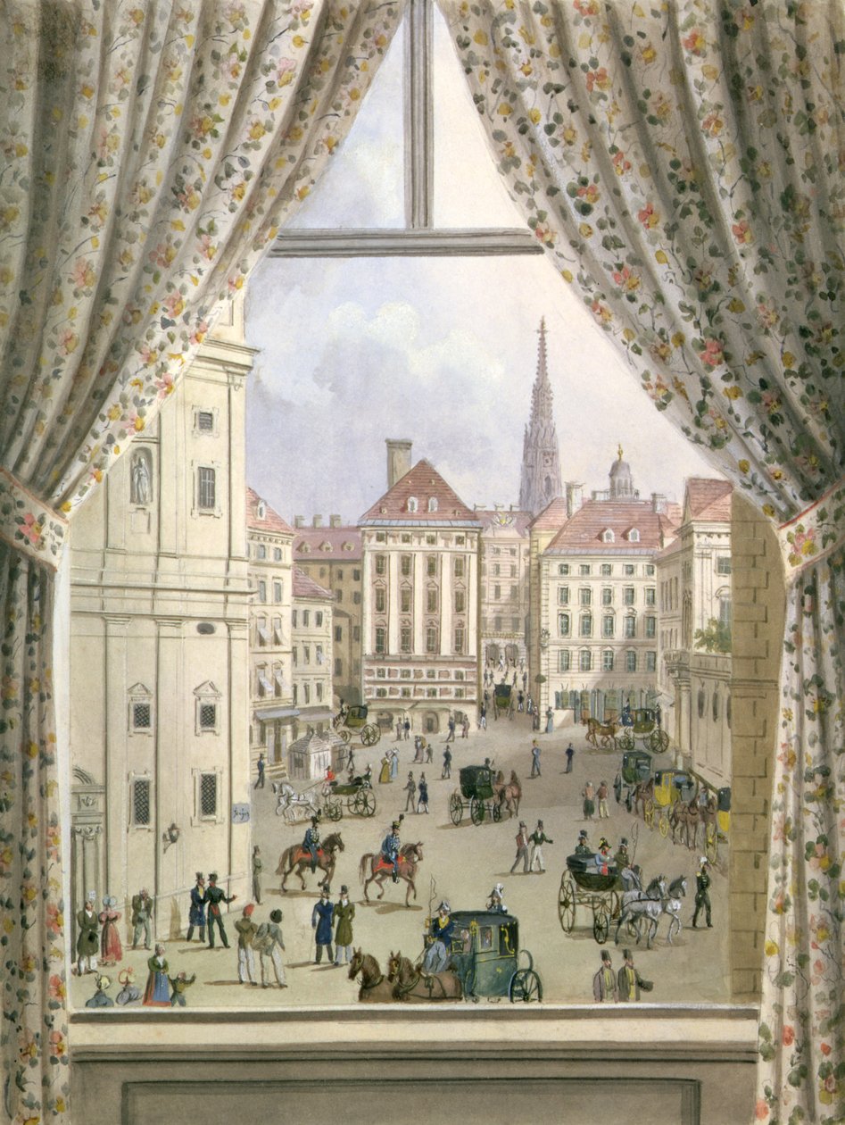 Udsigt over Freyung, Wien, 1825 af Friedrich Wigand