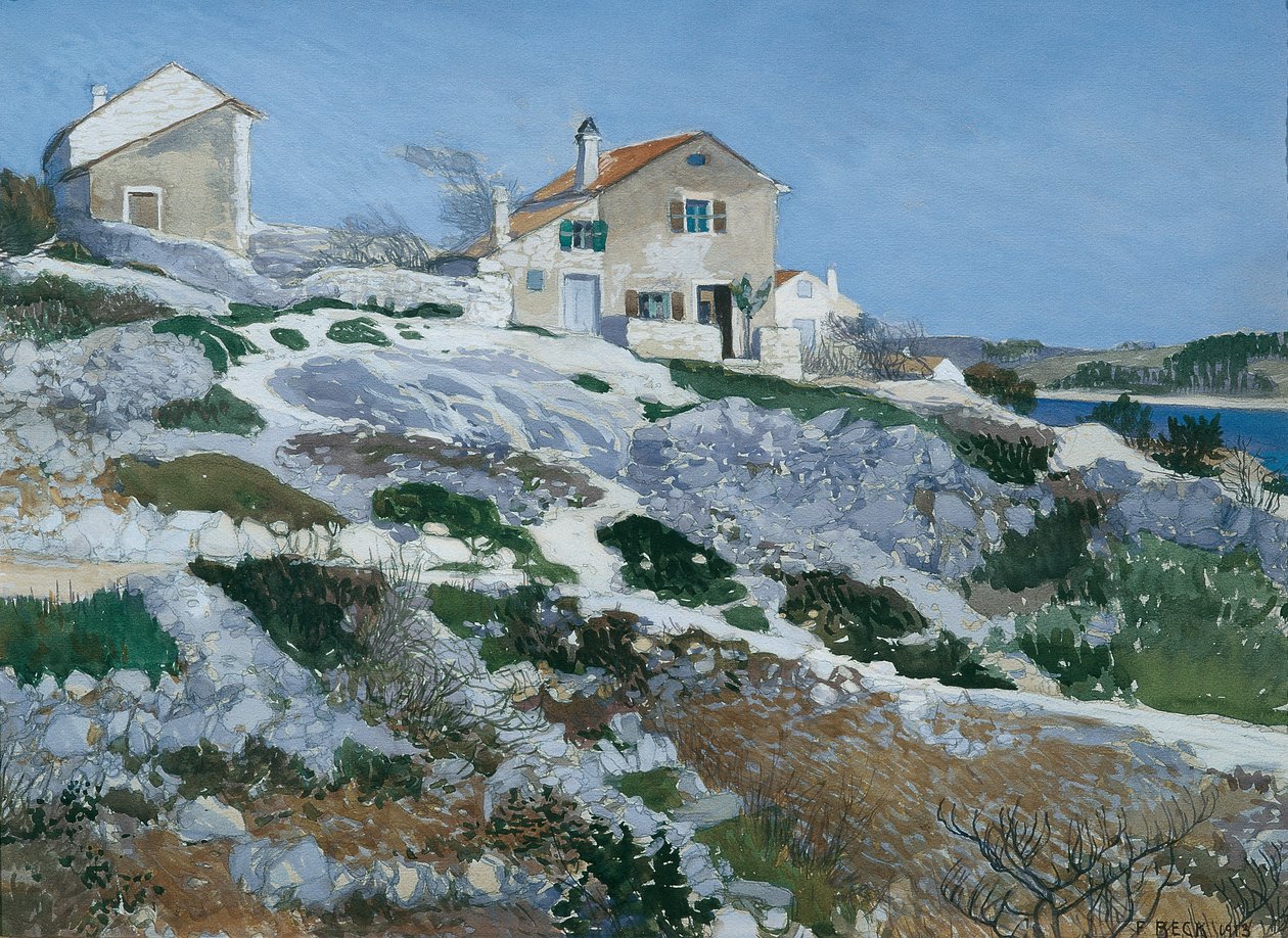 Fiskerhuse på Lussin af Friedrich Beck