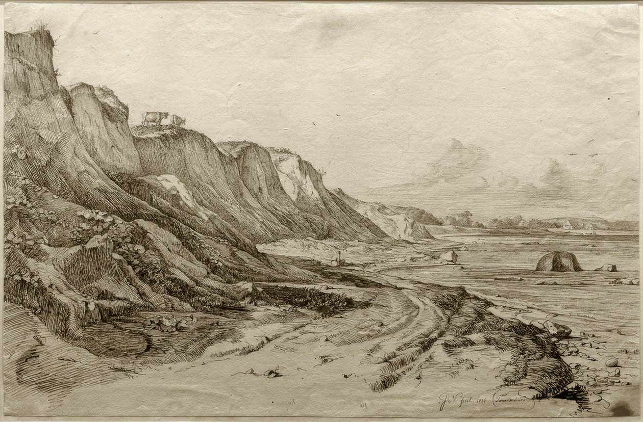 F.Nerly, The Brodtener Ufer nær Travemünde af Friedrich Nerly