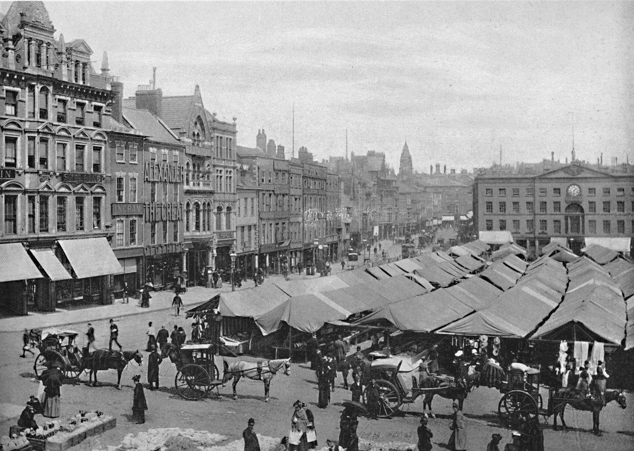 Nottingham: The Market-Place, c1896 af Frith and Co