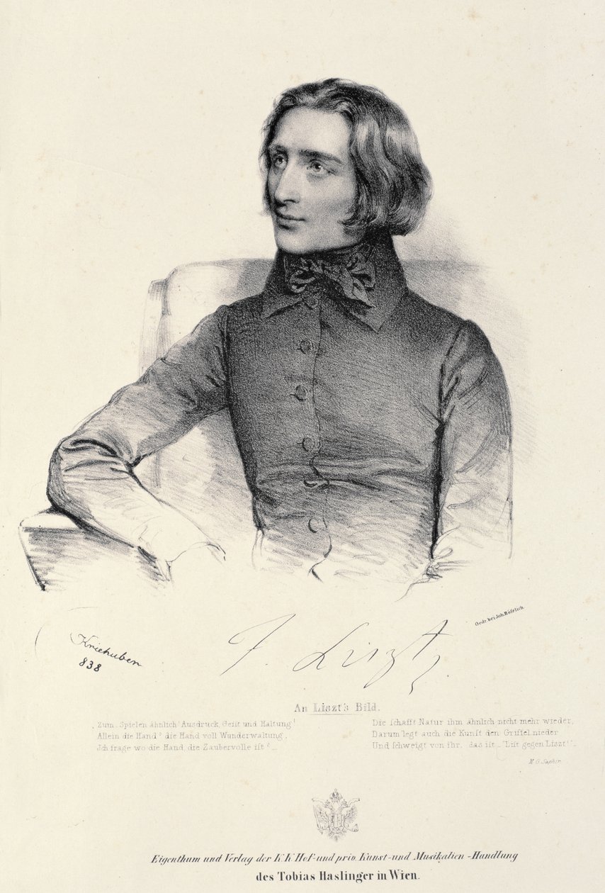 Portræt af Franz Liszt (1811-86) af Fritz Kriehuber