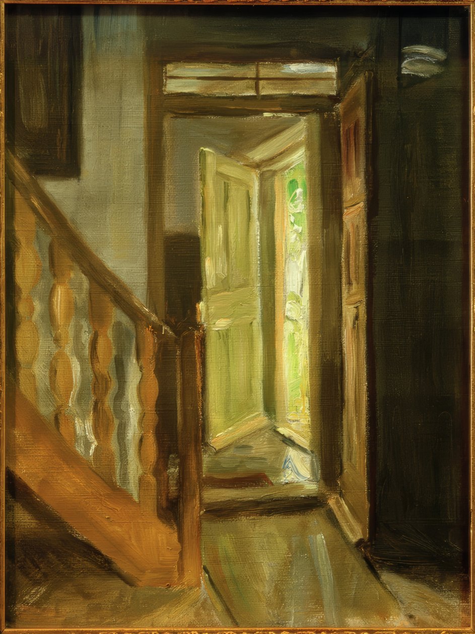 Interiør af en trappe af Fritz von Uhde