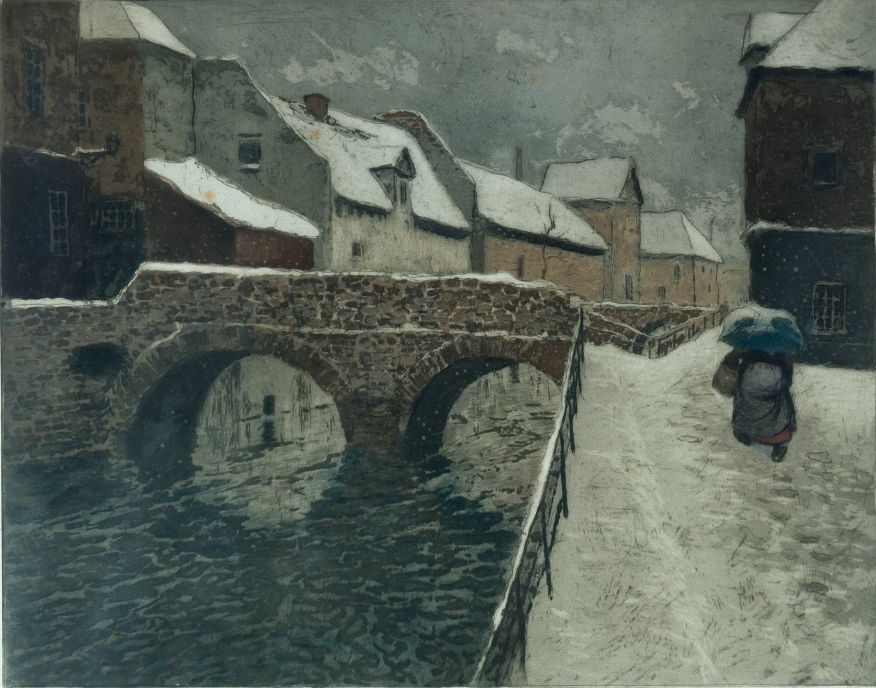 Bro i Amiens (farveætsning) af Fritz Thaulow