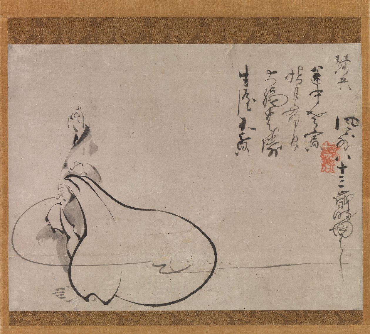 Hotei peger på månen, 1650. af Fugai Ekun