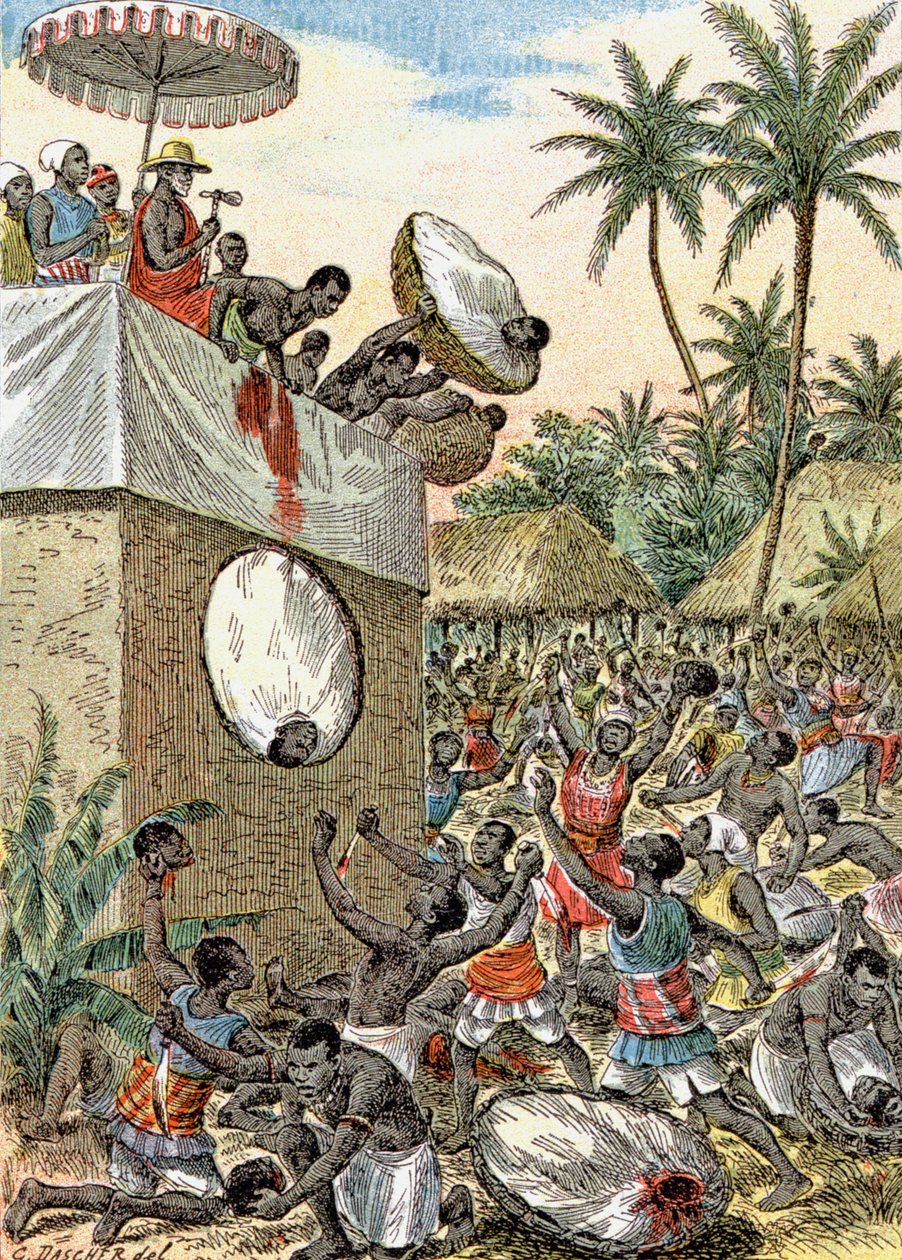 Menneskeofre i Afrika, ca. 1900 (illustration) af G. Dascher