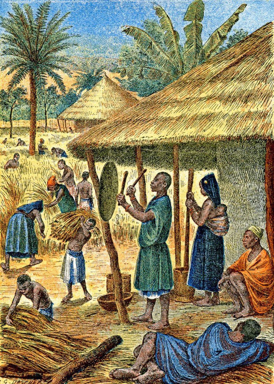 Landsby i Sudan, ca. 1900-1910 (illustration) af G. Dascher