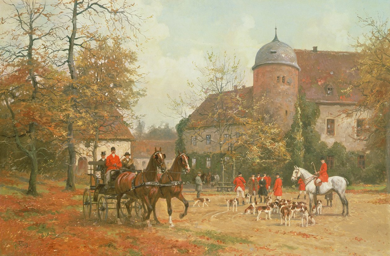 Ankommer til Jagten, 1800-tallet af G. Koch