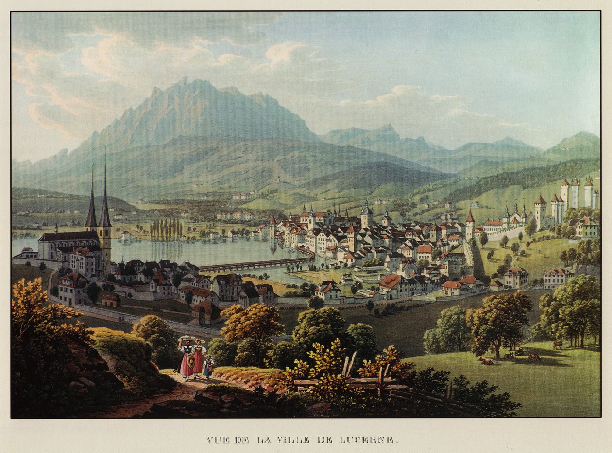 Udsigt over byen Luzern af Gabriel Ludwig Lori