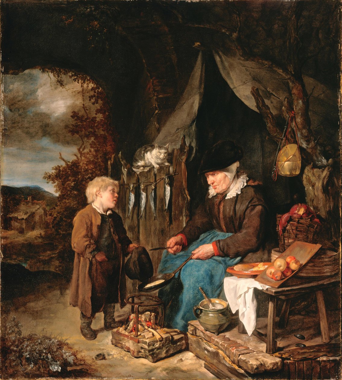 Pandekagebager med en dreng af Gabriel Metsu