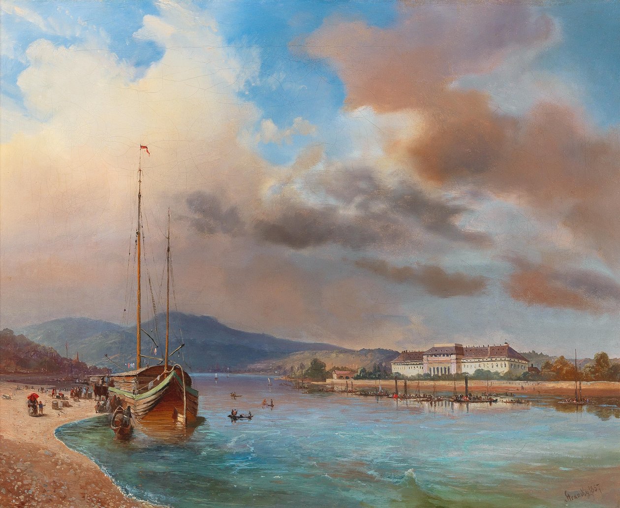 Scene af Koblenz ved Rhinen af Gabriel Stransky