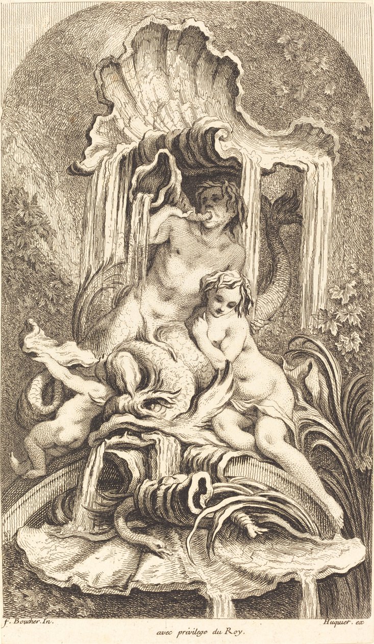 Triton og nymfe af Gabriel Huquier after François Boucher