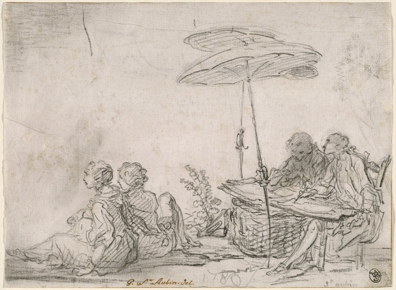 Udendørs tegnere af Gabriel Jacques de Saint Aubin