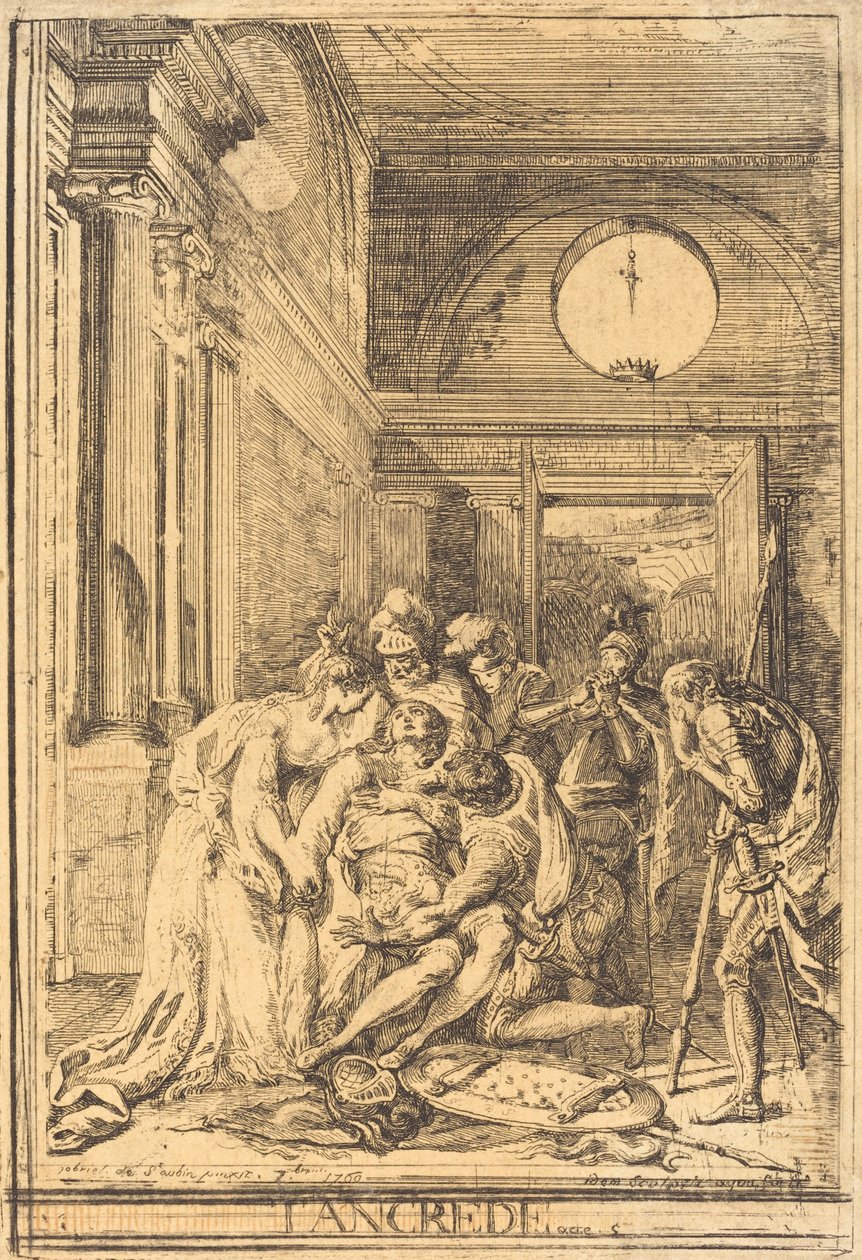 Tancreds død af Gabriel Jacques de Saint Aubin
