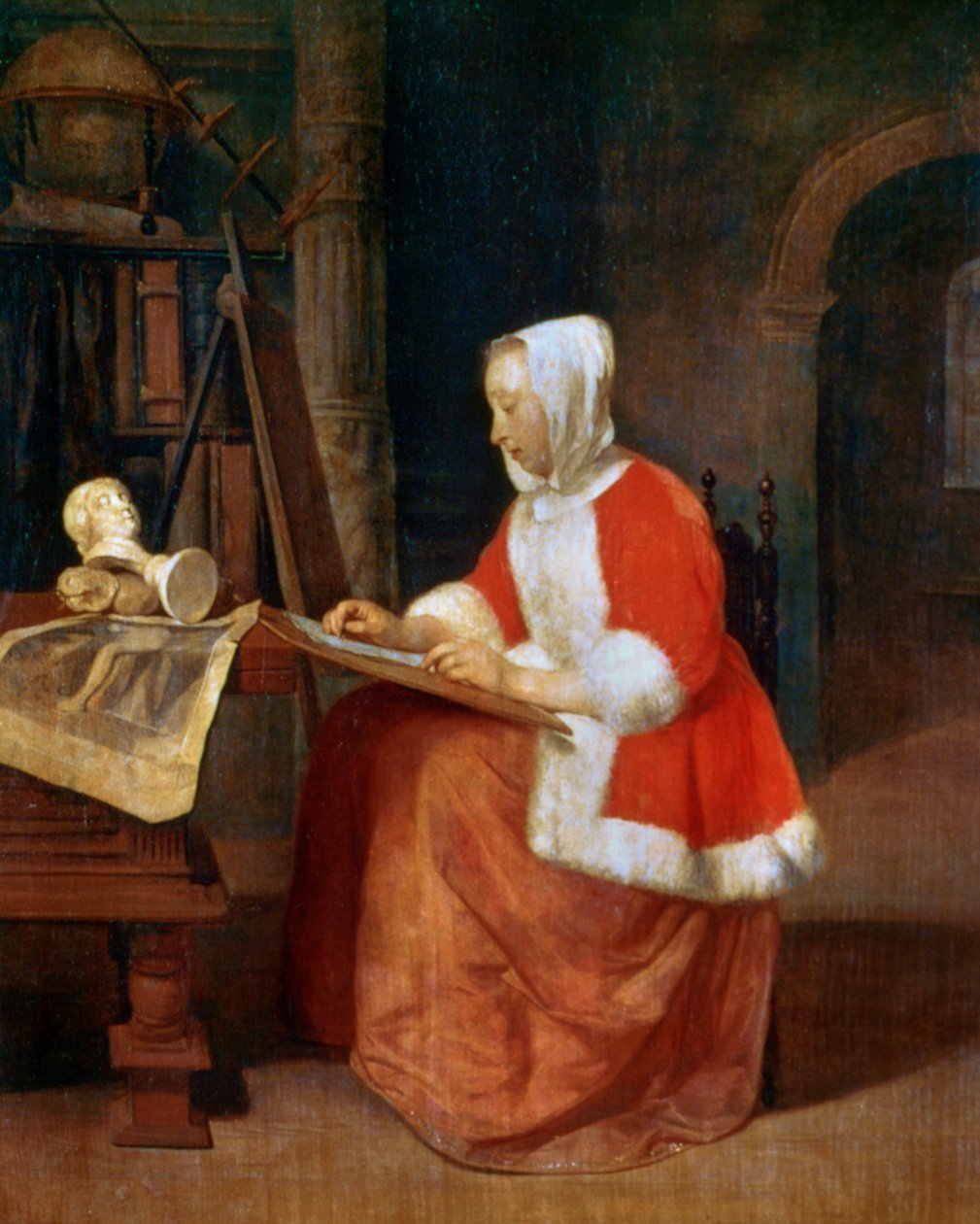 En kvinde siddende tegning, c1649-1667 af Gabriel Metsu