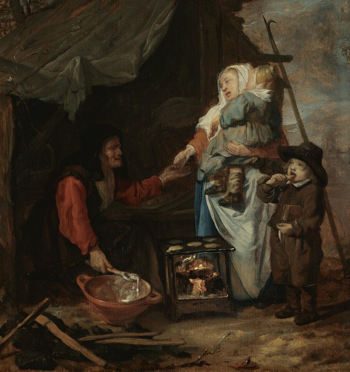 En gammel kvinde, der sælger pandekager af Gabriel Metsu