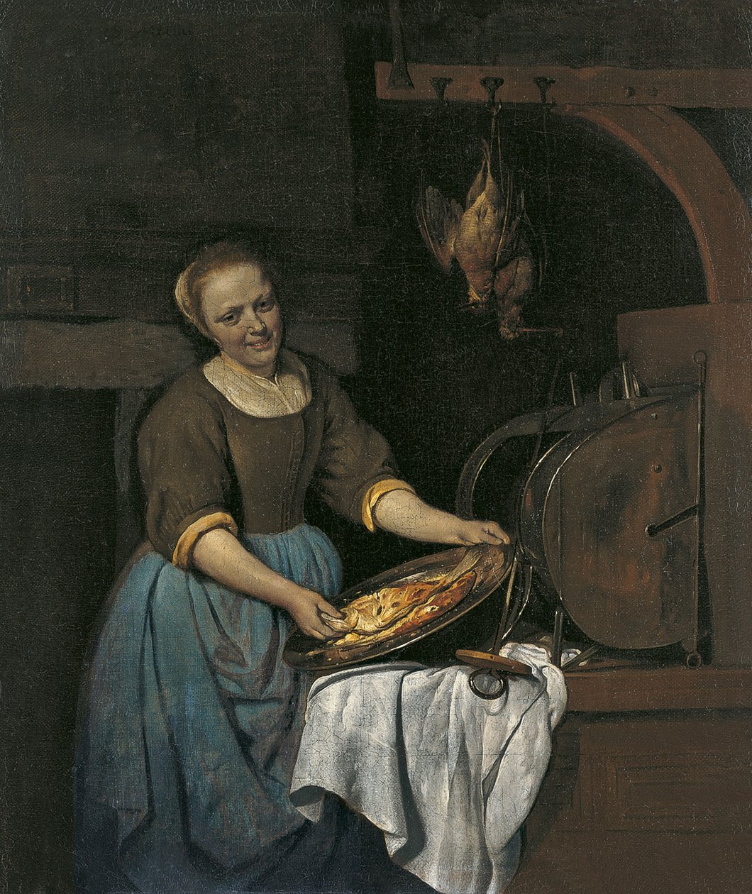 Køkkenpige forbereder fisk af Gabriel Metsu