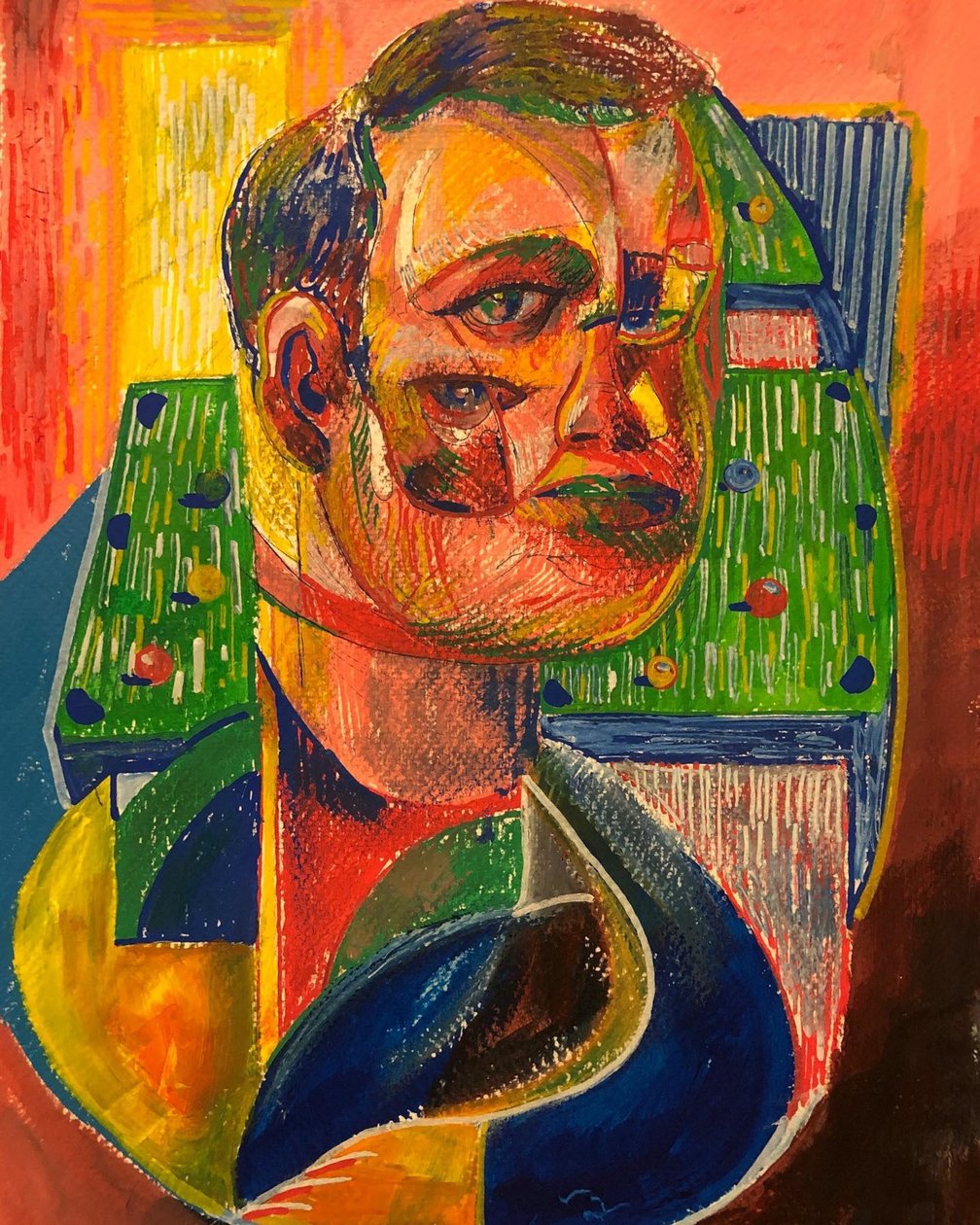The Pool Player, 2021 (akryl på papir) af Gabriel Palma