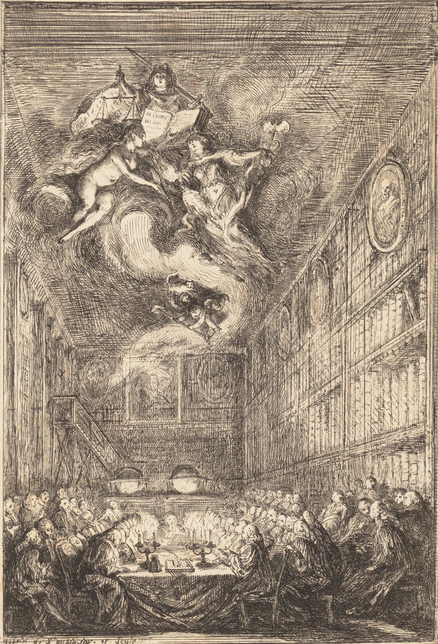 En advokatkonference, 1776. af Gabriel de Saint Aubin