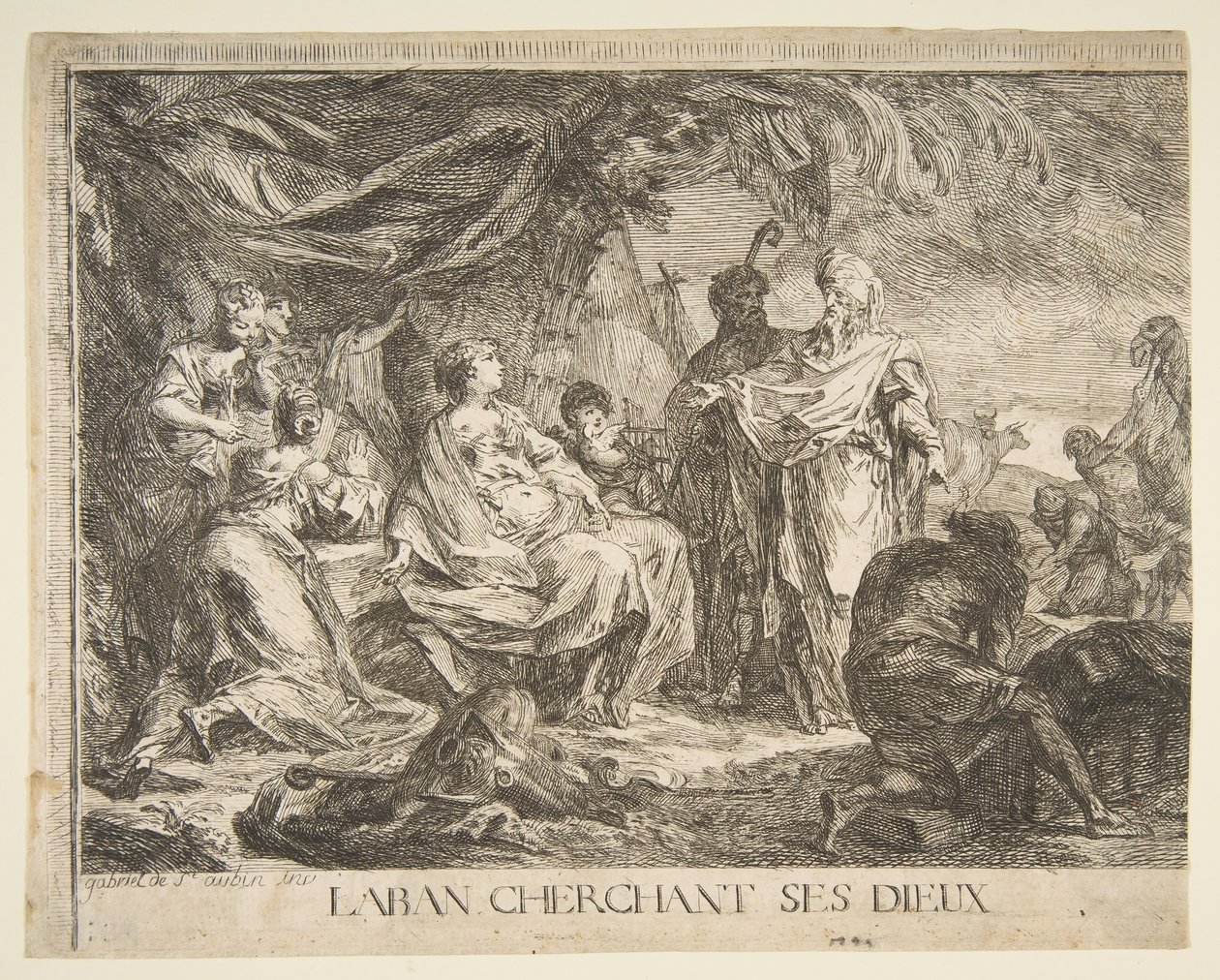Laban søger sine guder, 1753. af Gabriel de Saint Aubin