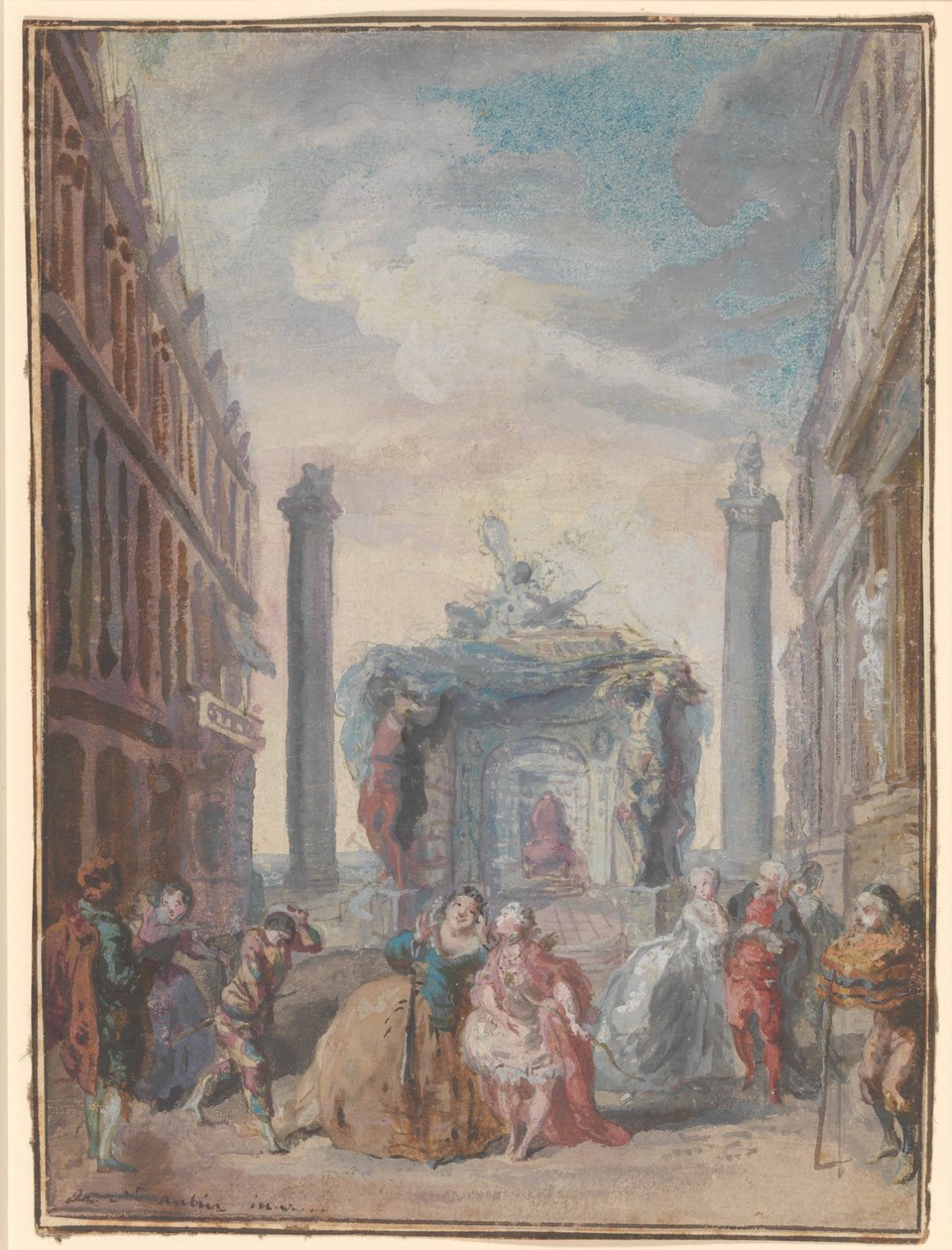 Venetianske festivaler, efter 1759. af Gabriel de Saint Aubin