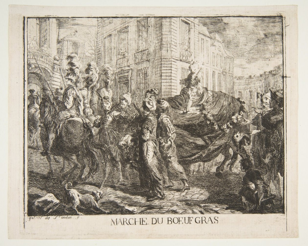 Marked for fedtet oksekød, 1750. af Gabriel de Saint Aubin